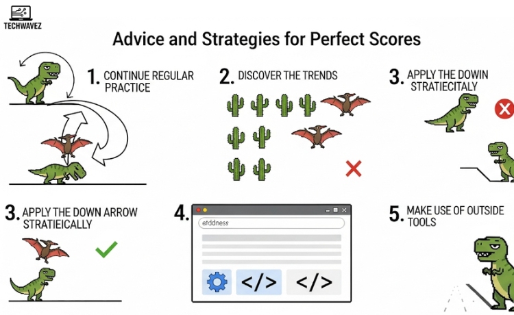 Advice and Strategies for Perfect Scores in Dinosaur Game