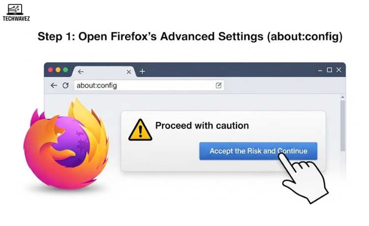 Step 1: Open Firefox’s Advanced Settings (about:config)