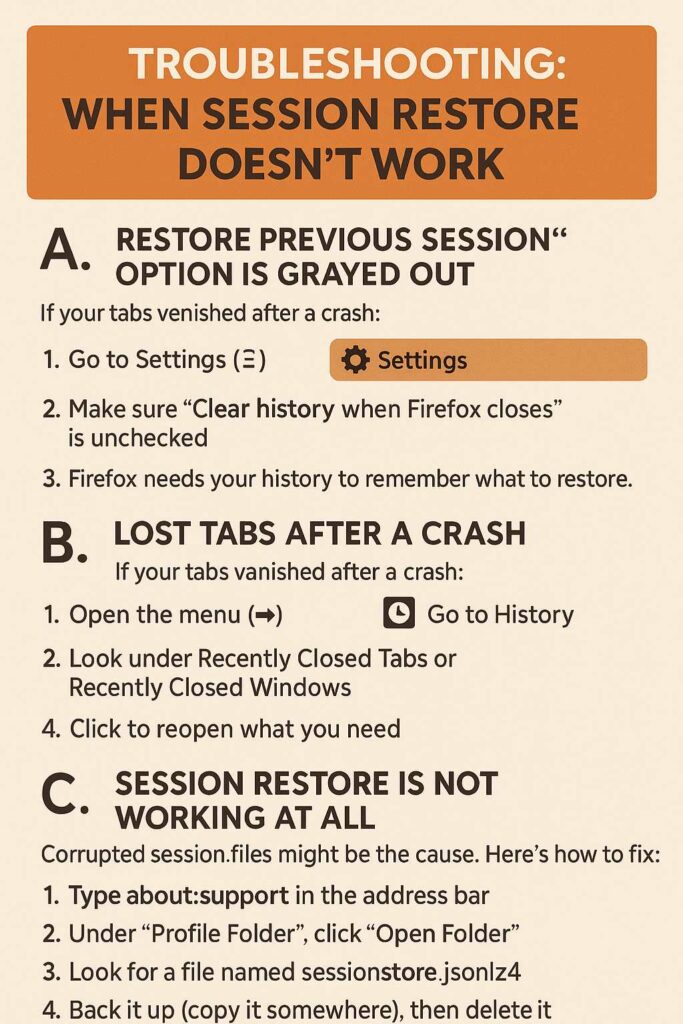 How to Restore a Previous Session in Firefox: Step-by-Step Trobleshooting.